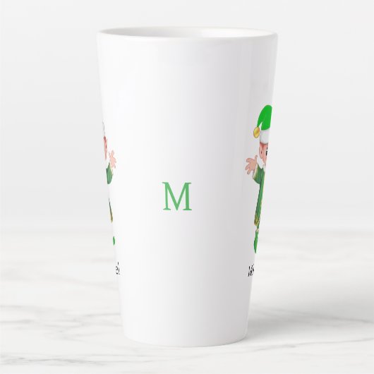 Modern Good Luck Elf with Script and Monogram Milchtasse (Vorderseite)