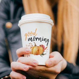 Modern Good Morning Pumpkin Zitat Pappbecher
