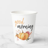Modern Good Morning Pumpkin Zitat Pappbecher (Vorderseite)