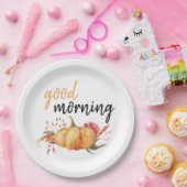 Modern Good Morning Pumpkin Zitat Pappteller (Party)