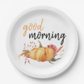 Modern Good Morning Pumpkin Zitat Pappteller (Vorderseite)