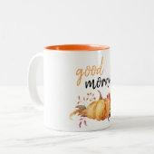 Modern Good Morning Pumpkin Zitat Zweifarbige Tasse (Vorderseite Links)