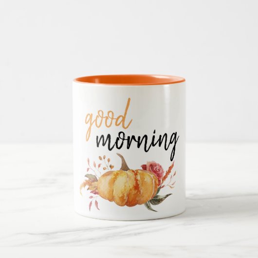 Modern Good Morning Pumpkin Zitat Zweifarbige Tasse (Mittel)