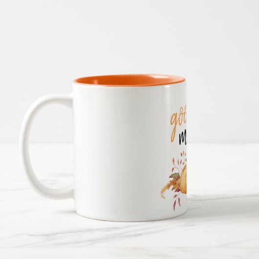 Modern Good Morning Pumpkin Zitat Zweifarbige Tasse (Links)