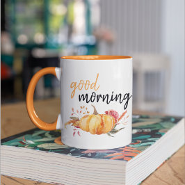Modern Good Morning Pumpkin Zitat Zweifarbige Tasse