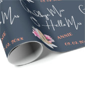 Modern Goodbye Miss Hello Mrs Blue Brautparty Geschenkpapier (Rolleneckpunkt)