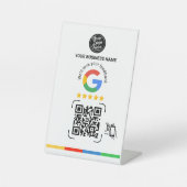 Modern Google Feedback QR Code White Sockelschild (Vorderseite)