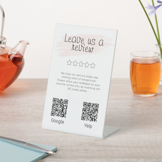 Modern Google Review 2 QR Codes Business Sockelschild (In SItu)