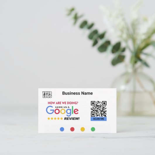 Modern Google Review Card Template mit QR Code Lin Visitenkarte (Stehend Vorderseite)