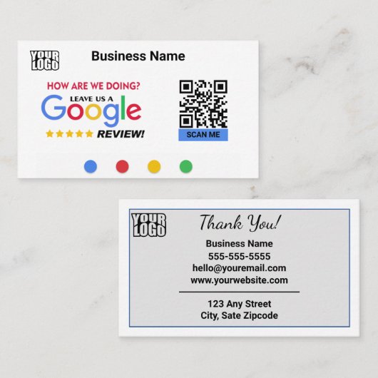 Modern Google Review Card Template mit QR Code Lin Visitenkarte (Vorne/Hinten)