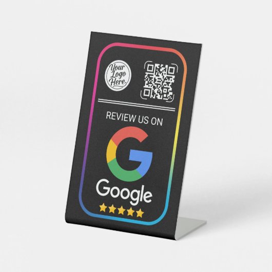 Modern Google Review QR Code Business Black Sockelschild (Vorderseite)