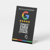 Modern Google Review QR Scan Black Stand Sockelschild (Vorderseite)