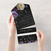 Modern Gothic Floral Wedding All In One Einladung (Abreißen)