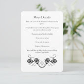 Modern Gothic Rose Swirls Black and White Wedding Begleitkarte (Stehend Vorderseite)