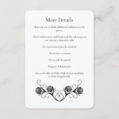 Modern Gothic Rose Swirls Black and White Wedding Begleitkarte (Vorderseite)