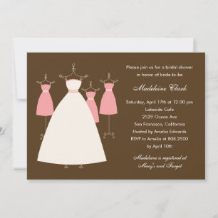 Modern Gowns Bridal Dusche Einladung - Rosa