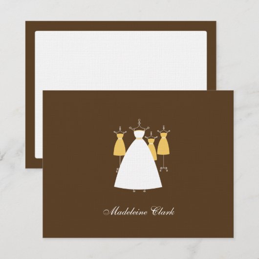 Modern Gowns Flat Danke Card - Mustard (Vorne/Hinten)