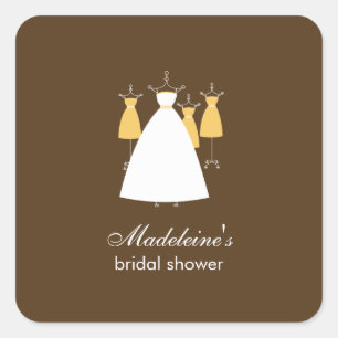 Modern Gowns Gefallen Stickers - Mustard