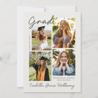 Modern Grad Announcement With Multiple Photos Einladung