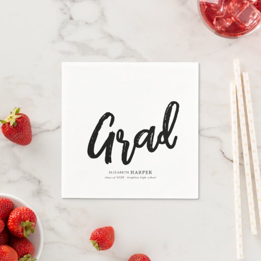 Modern Grad Brush Script Graduation  Serviette (Beispiel)