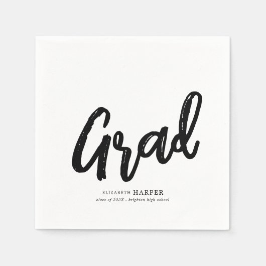 Modern Grad Brush Script Graduation  Serviette (Vorderseite)