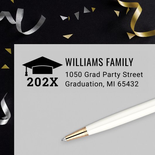 Modern Grad Cap 2026 Return Address Permastempel