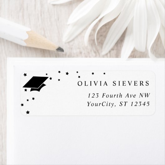 Modern Grad Cap Graduation Return Address (Insitu)