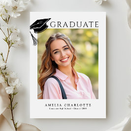 Modern Grad Cap Minimalist Graduation Photo Ankündigung