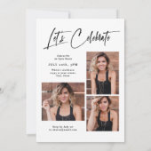 Modern Grad Cap Script 4 Photo Simple Graduation Einladung (Rückseite)