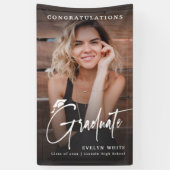 Modern Grad Cap Script Photo Graduation Party Banner (Vertikal)