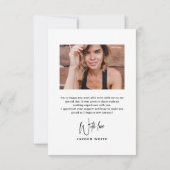 Modern Grad Cap Script Simple Photo Graduation Dankeskarte (Rückseite)