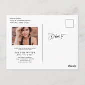 Modern Grad Cap Script Simple Photo Graduation Postkarte (Rückseite)