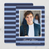 Modern Grad graduation announcement card_Navy Ankündigung (Vorne/Hinten)