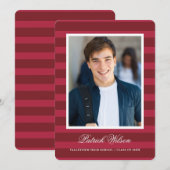Modern Grad graduation announcement card_red Ankündigung (Vorne/Hinten)
