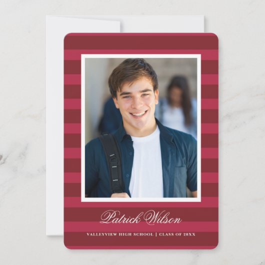 Modern Grad graduation announcement card_red Ankündigung (Vorderseite)