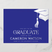 Modern Grad Hat Tassel Graduation Foil Postcard Folien Feiertagspostkarte (Vorderseite)