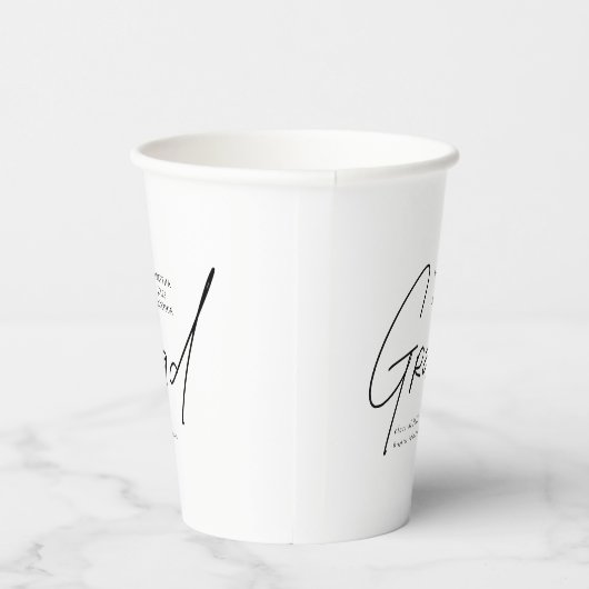 Modern Grad Script Typography Graduation Pappbecher (Rechts)