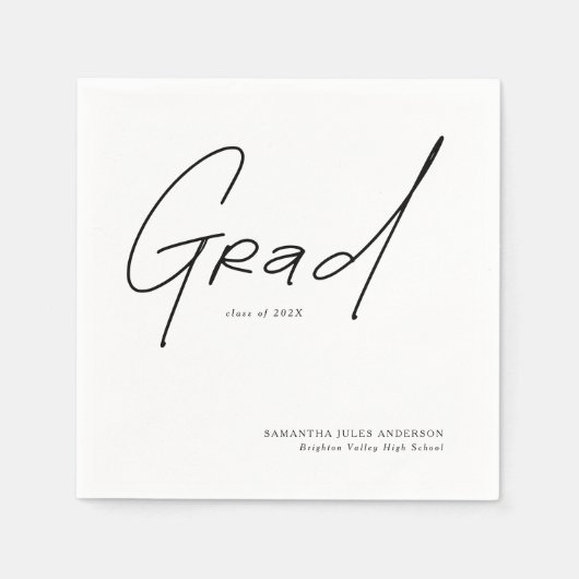 Modern Grad Script Typography Graduation Serviette (Vorderseite)