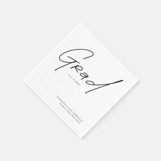 Modern Grad Script Typography Graduation Serviette (Ecke)