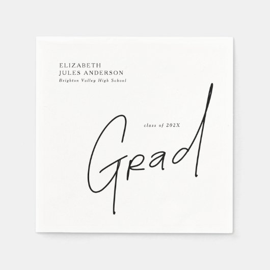 Modern Grad Script Typography Graduation Serviette (Vorderseite)