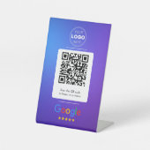 Modern Gradient Blue Purple Google Review QR Code Sockelschild (Vorderseite)