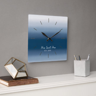 Modern Gradient Wall Clock - Home Sweet Home  Quadratische Wanduhr