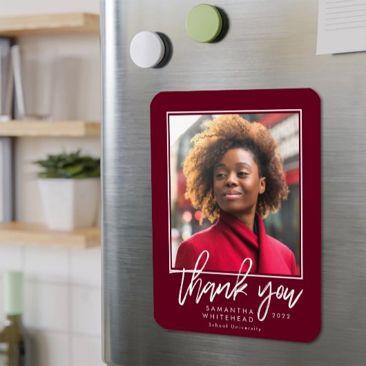 Modern Graduate 2022 Foto Burgund Vielen Dank Magnet