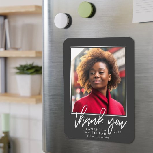 Modern Graduate 2022 Foto Dark Gray Vielen Dank Magnet