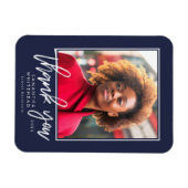 Modern Graduate 2022 Foto Navy Blue Vielen Dank Magnet (Horizontal)
