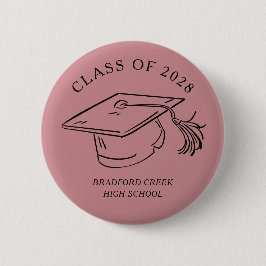Modern Graduate Cap Doodle Class of Graduation Button