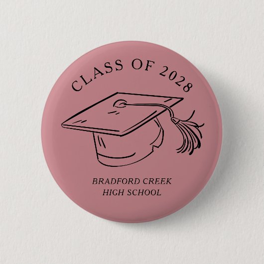 Modern Graduate Cap Doodle Class of Graduation Button (Vorderseite)