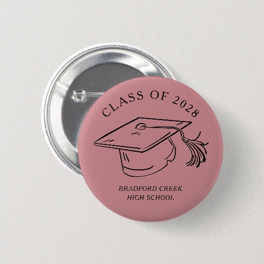 Modern Graduate Cap Doodle Class of Graduation Button (Vorne & Hinten)