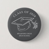 Modern Graduate Cap Doodle Class of Graduation Button (Vorderseite)