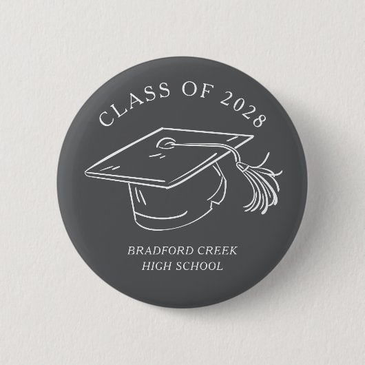 Modern Graduate Cap Doodle Class of Graduation Button (Vorderseite)